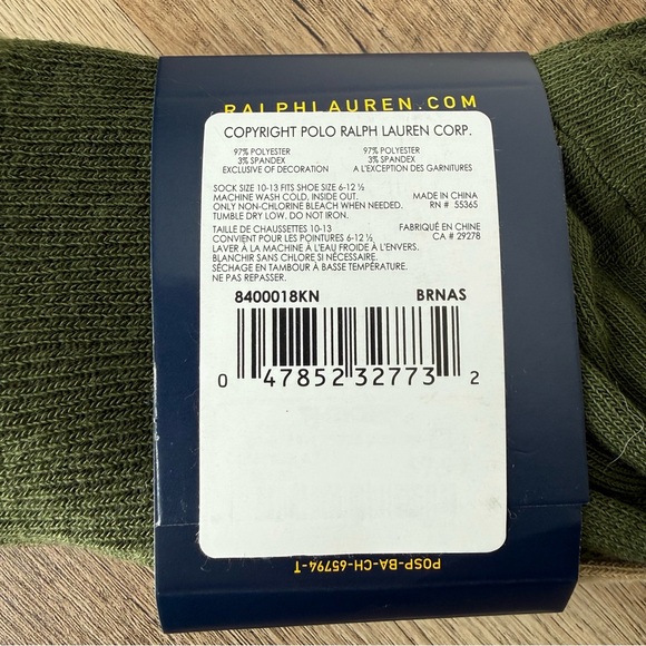 POLO RALPH LAUREN New 3 Pack Trouser Socks Logo Olive Brown Khaki - Picture 9 of 10
